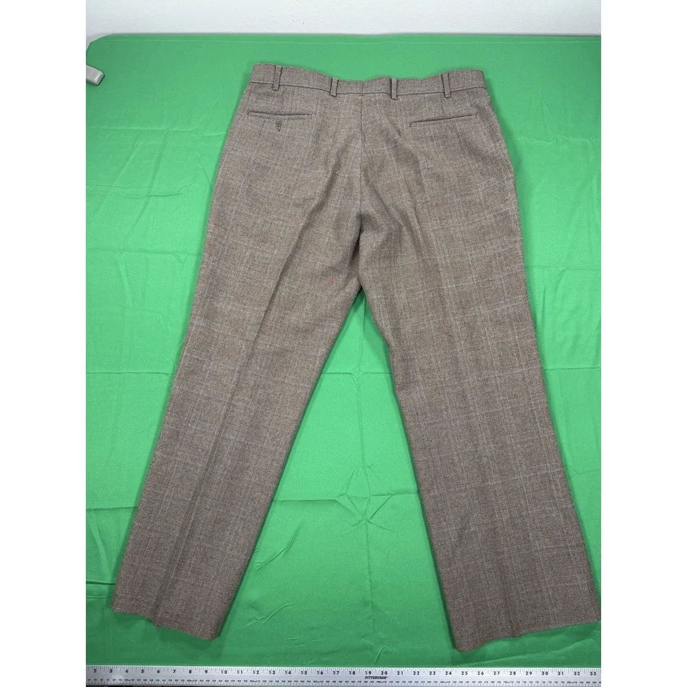Vintage Levis Action Slacks Mens Brown Plaid Dress Pants 36x30 Wool Blend USA